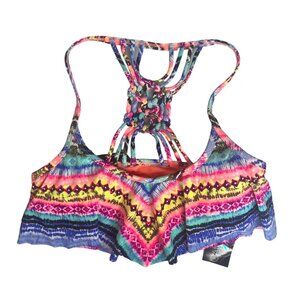 California Waves Bathing Swim Suit Top Bikini Womens XS New Strappy Bright